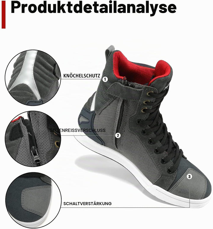 BORLENI Motorradschuhe Herren Sommer Motorradstiefel Männer lässige atmungsaktive Leder motorrad sne