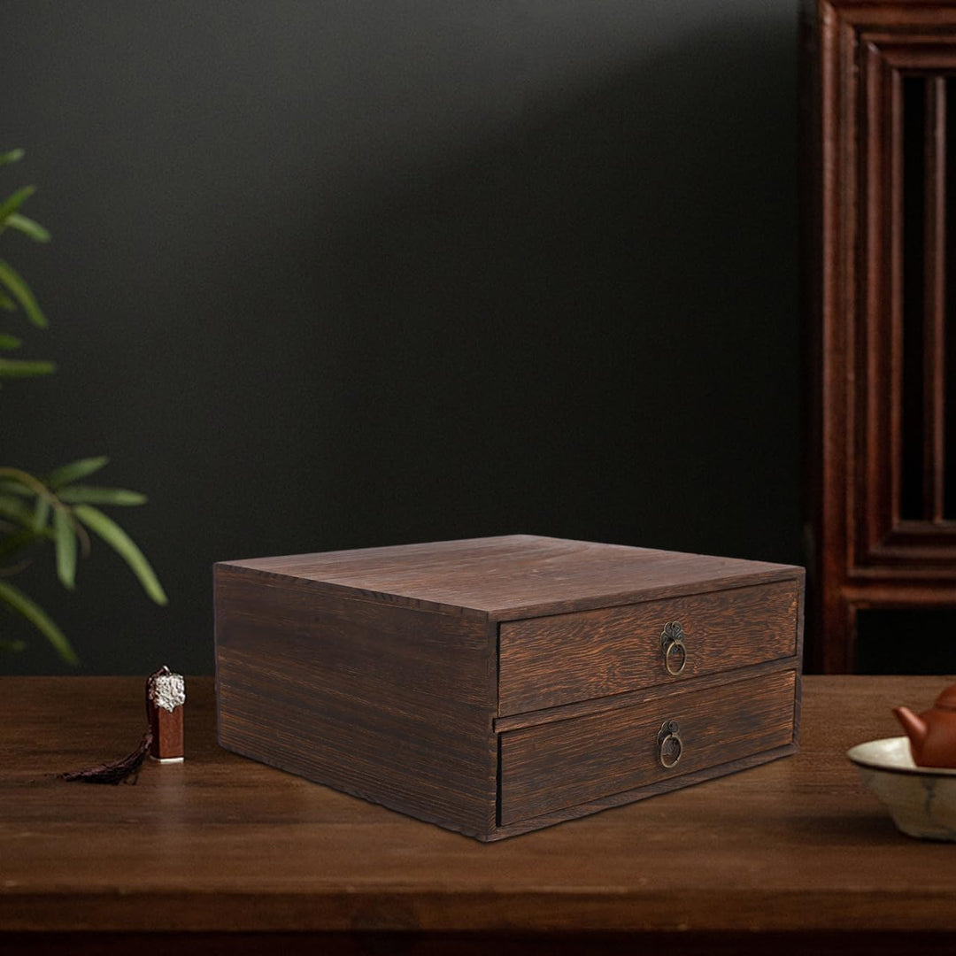 Vintage Holzschublade 10.04X9.57X4.45In Desktop Organizer Schubladenbox Massivholz Aufbewahrungsbox