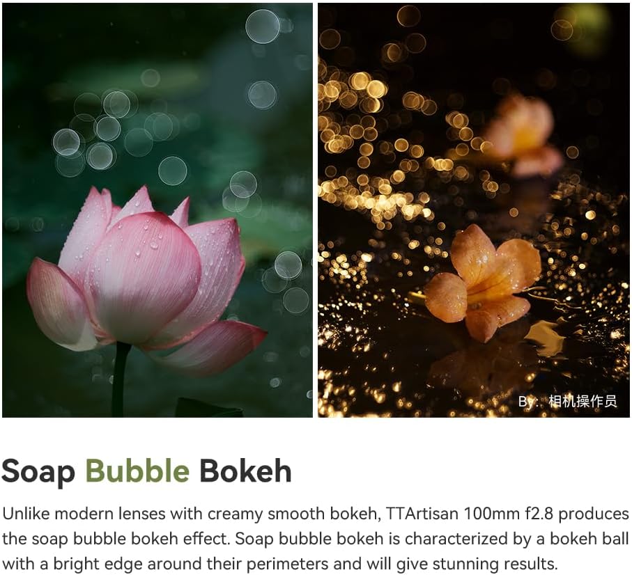 TTartisan 100mm F2.8 Vollformat-Seifenblasen-Bokeh-Objektiv, kompatibel mit M42-Mount-Kameras