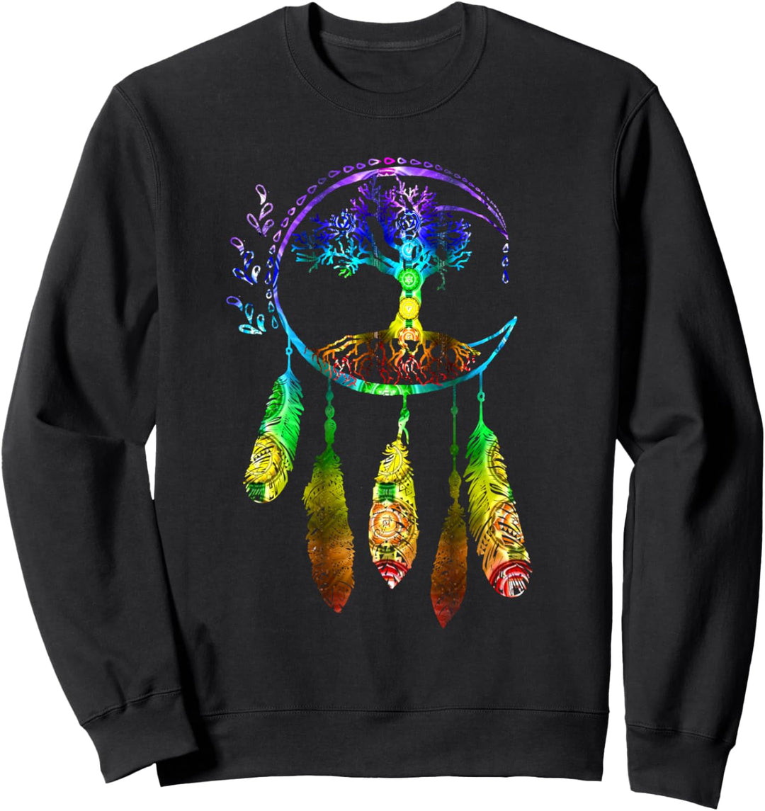Baum des Lebens Traumfänger mit Federn Sweatshirt