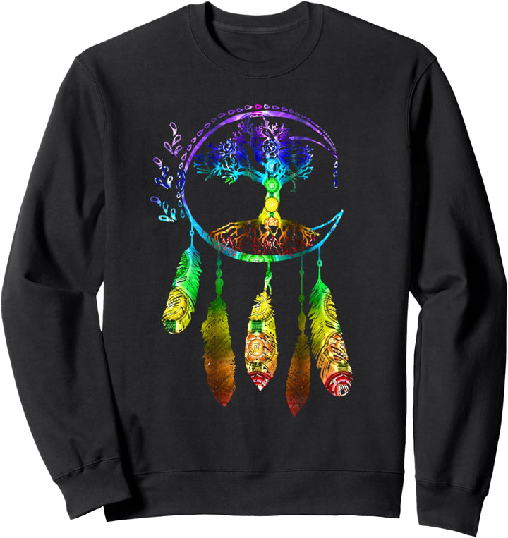 Baum des Lebens Traumfänger mit Federn Sweatshirt
