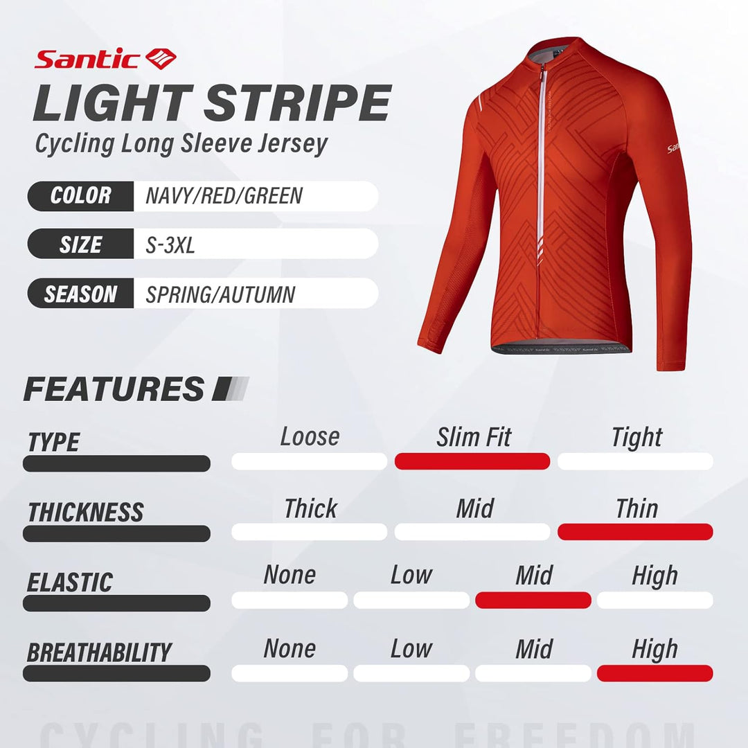 Santic Fahrradtrikot Herren Langarm Radtrikot Winter Fahrradshirt Herren Atmungsaktiv mit Taschen S