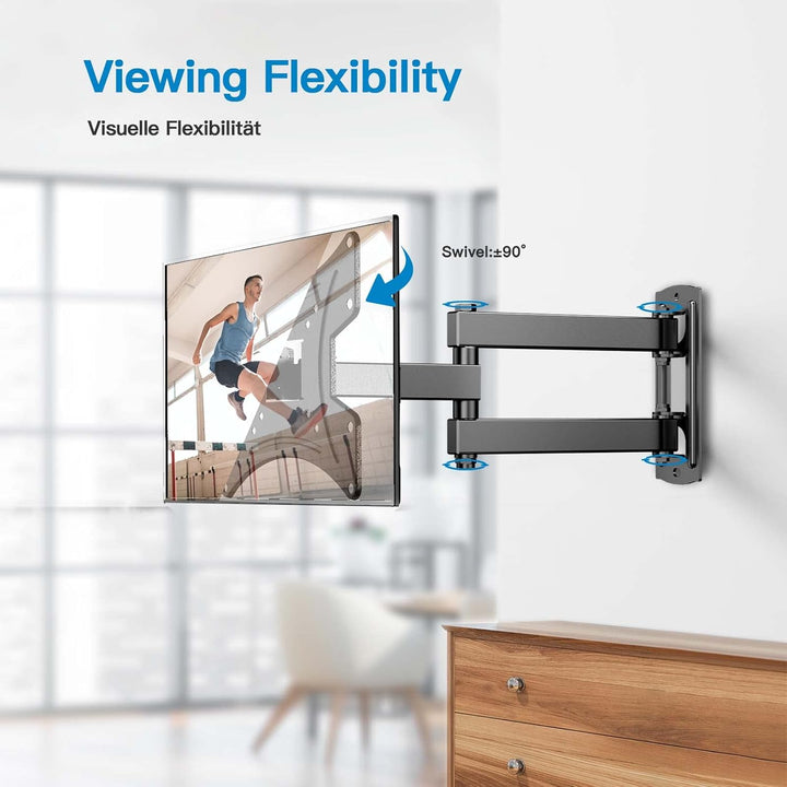 PERLESMITH TV Wandhalterung, Schwenkbare Neigbare TV Halterung für 13-42 Zoll Flach & Curved Fernseh