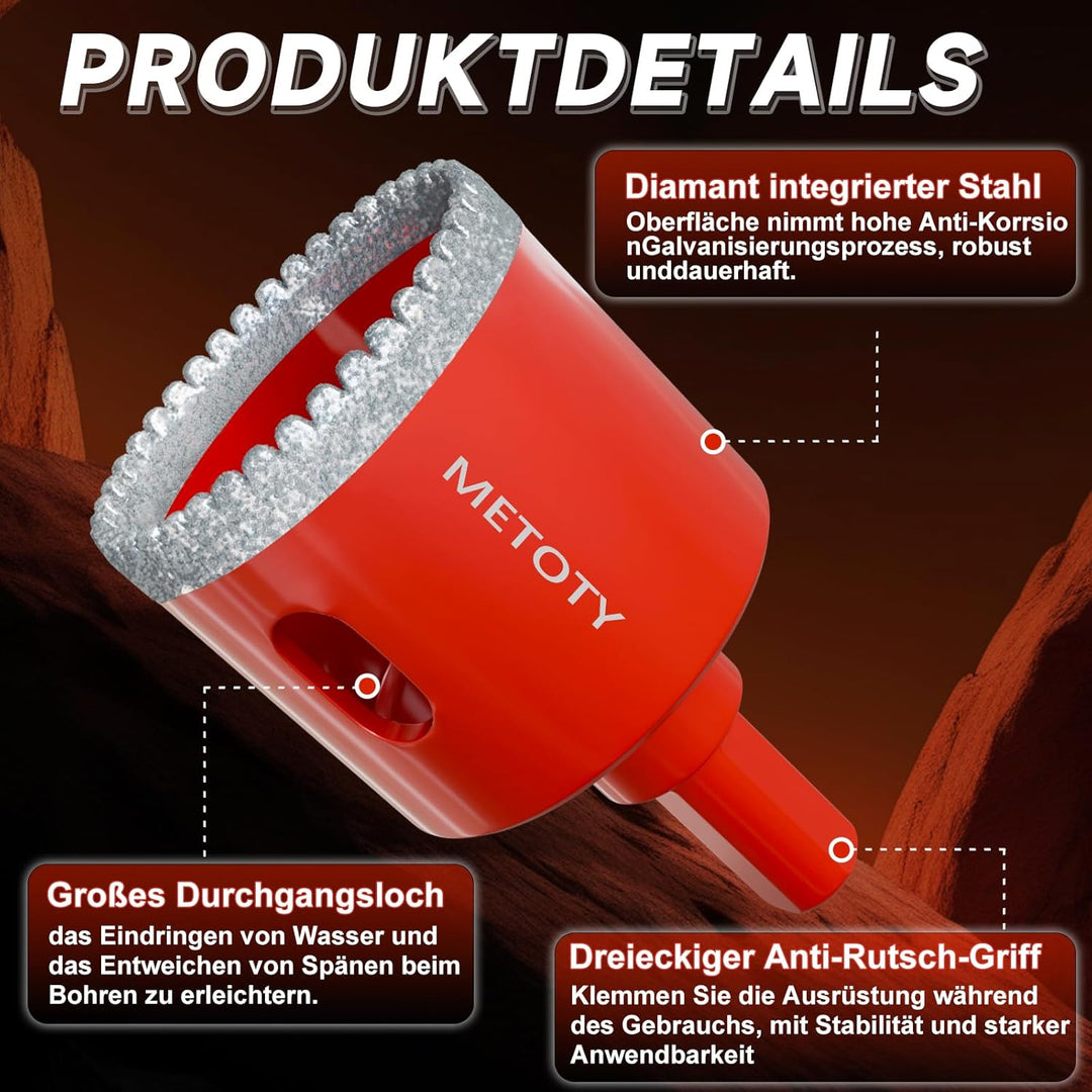 15 Stück-Diamant Lochsägen Bohrer Set (6-50mm) ，Gezahnte-Kernbohrer für Keramik, Glas, Fliesen, Marm