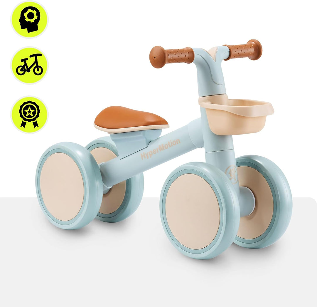 HyperMotion TOBI MINI Blaues 4-Rad Laufrad für Kinder 12–36 Monate, Leichtes Rutschfahrzeug mit Korb