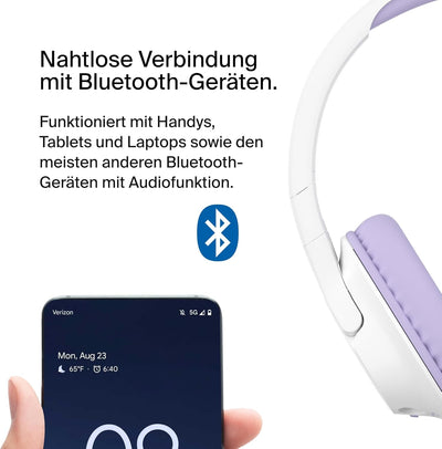 Belkin SoundForm Inspire kabelloser Over-Ear-Kopfhörer für Kinder, On-Ear-Kopfhörer für Mädchen und