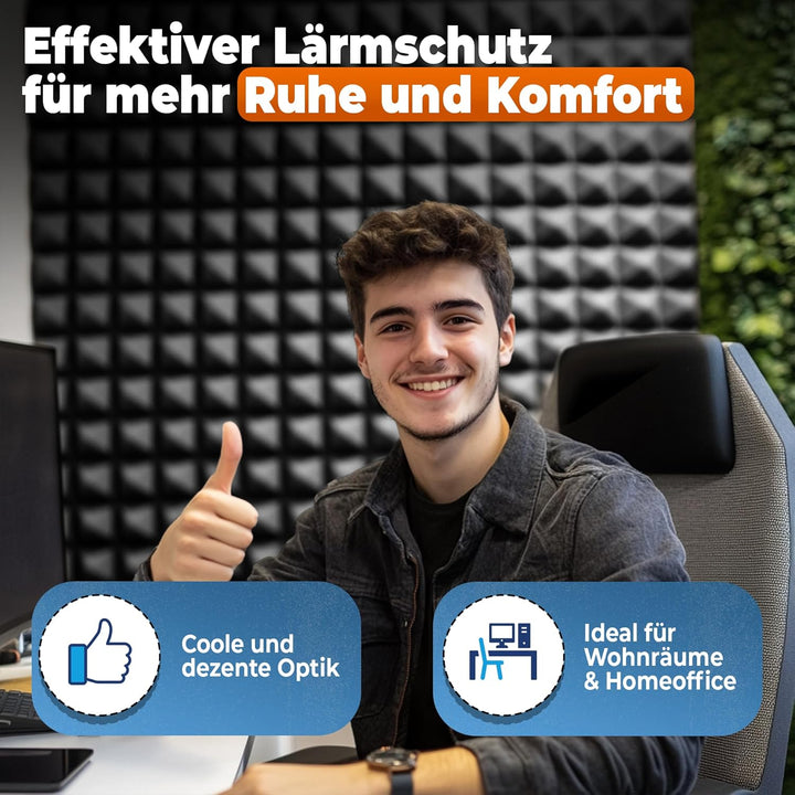 saarschaum Akustikschaumstoff Paneele – Effektive Schallabsorption – Pyramidenschaumstoff 200 x 50 x