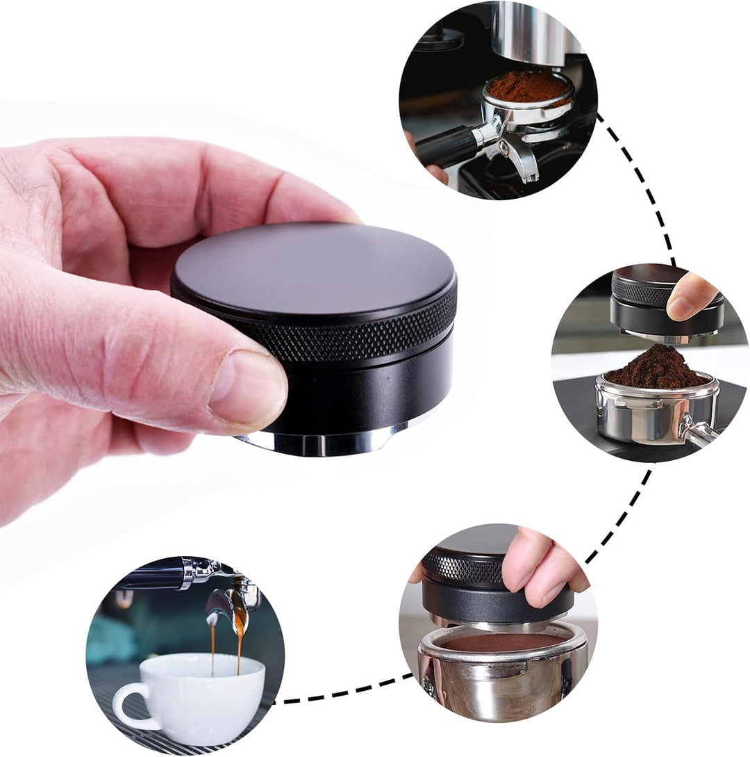Distributor, 51 mm 304 Edelstahl Leveler, Werkzeug zum Nivellieren von Gemahlenem Kaffee, Schwarz 51