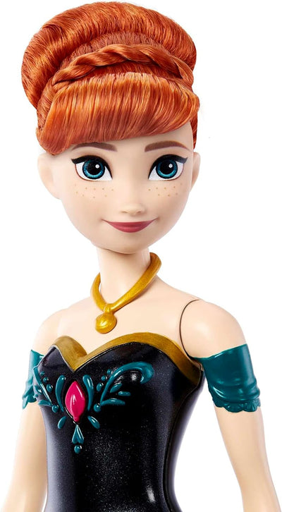 Disney Frozen Disney "Die Eiskönigin" Spielzeug, Anna-Musikpuppe in charakteristischer Kleidung, spi