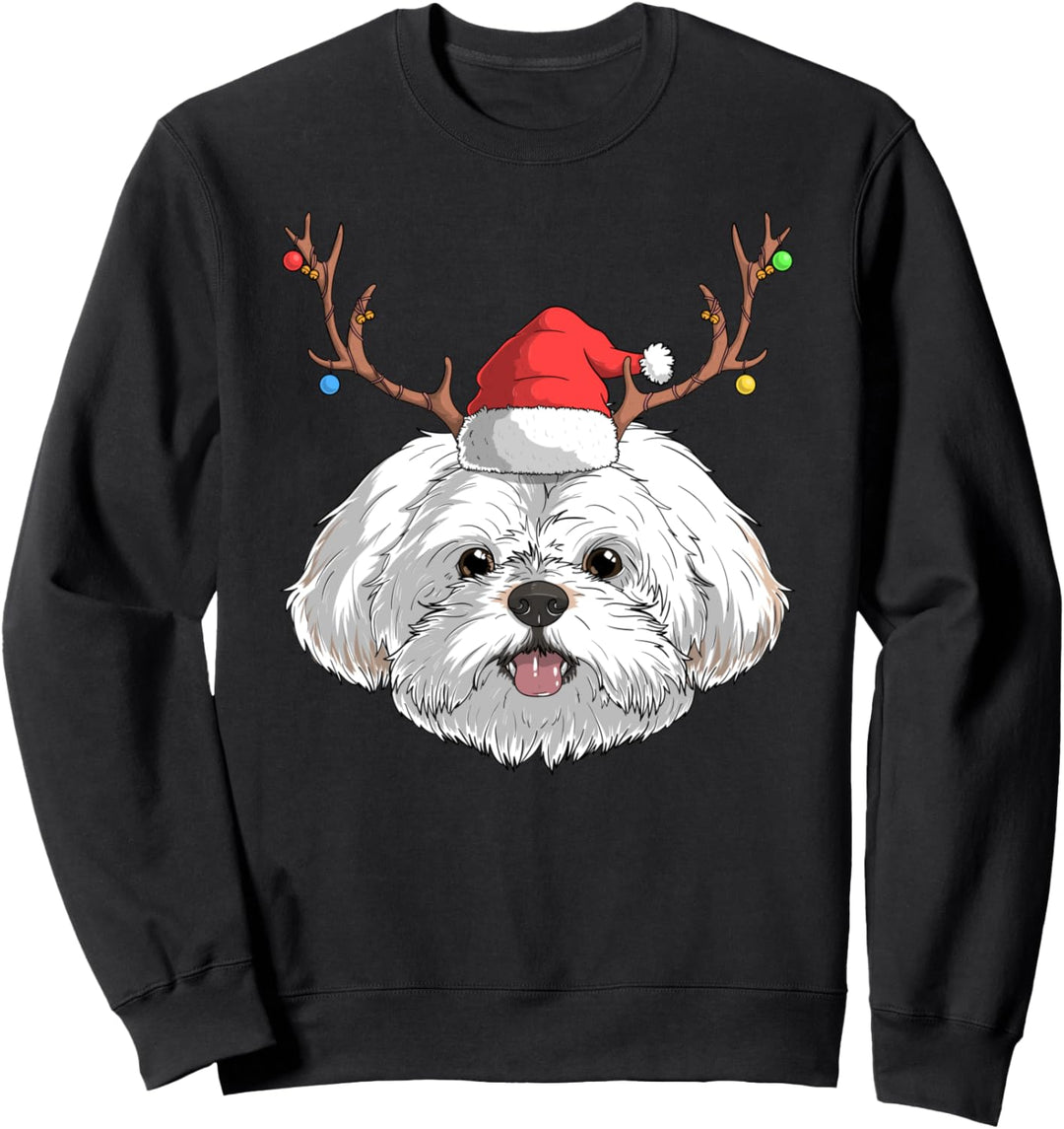 Shih Tzu Dog Santa Claus Hat Christmas X-Mas Reindeer Hund Sweatshirt