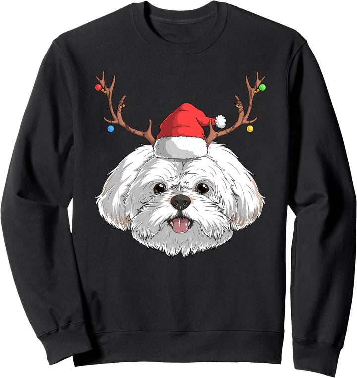 Shih Tzu Dog Santa Claus Hat Christmas X-Mas Reindeer Hund Sweatshirt