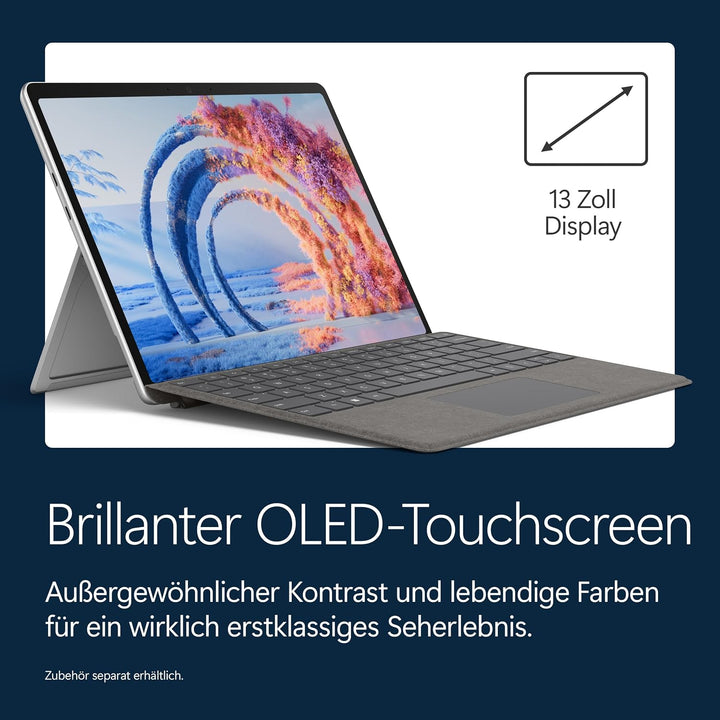 Microsoft Surface Pro | 13" OLED | Snapdragon® X2 Elite (12 Kerne) | 16GB RAM | 512GB SSD | Platin |