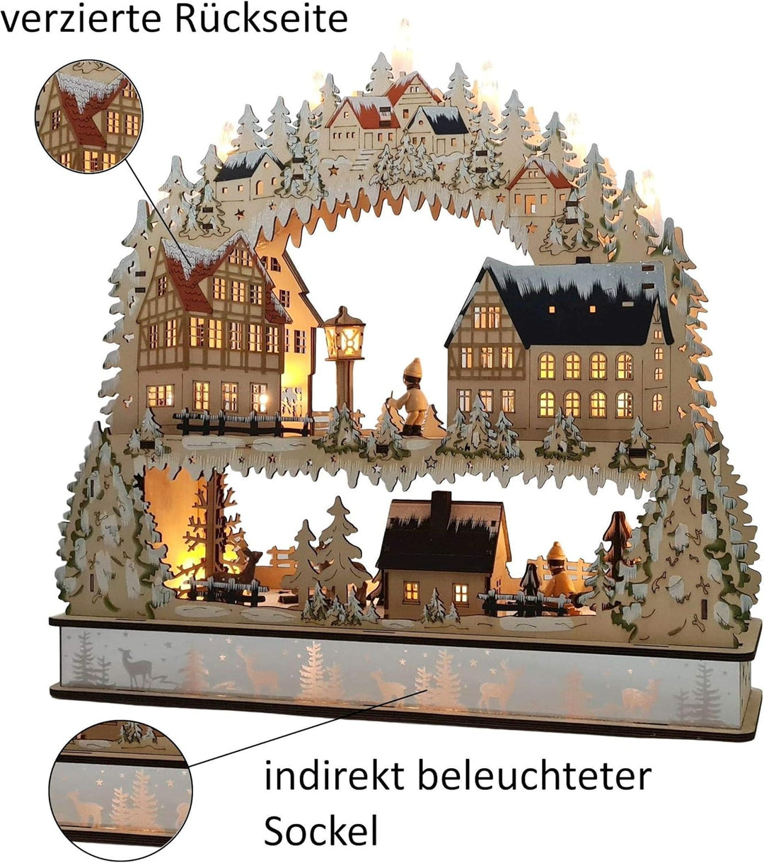 Wichtelstube-Kollektion XXL Schwibbogen mit Podest + LED Beleuchtung, Lichterbogen mit Erhöhung, Sch