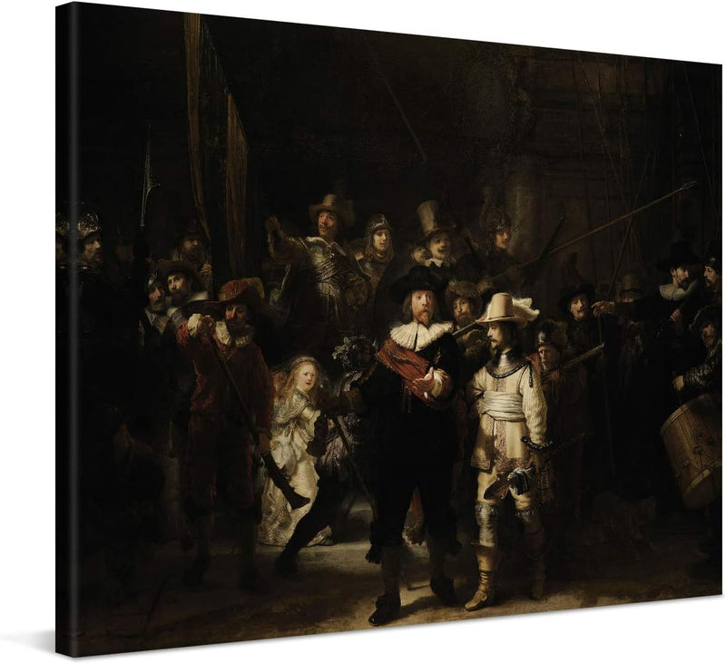 PICANOVA – Rembrandt – The Night Watch 80x60cm – Bild auf Leinwand – Premium Kunstdruck Auf 2cm Holz