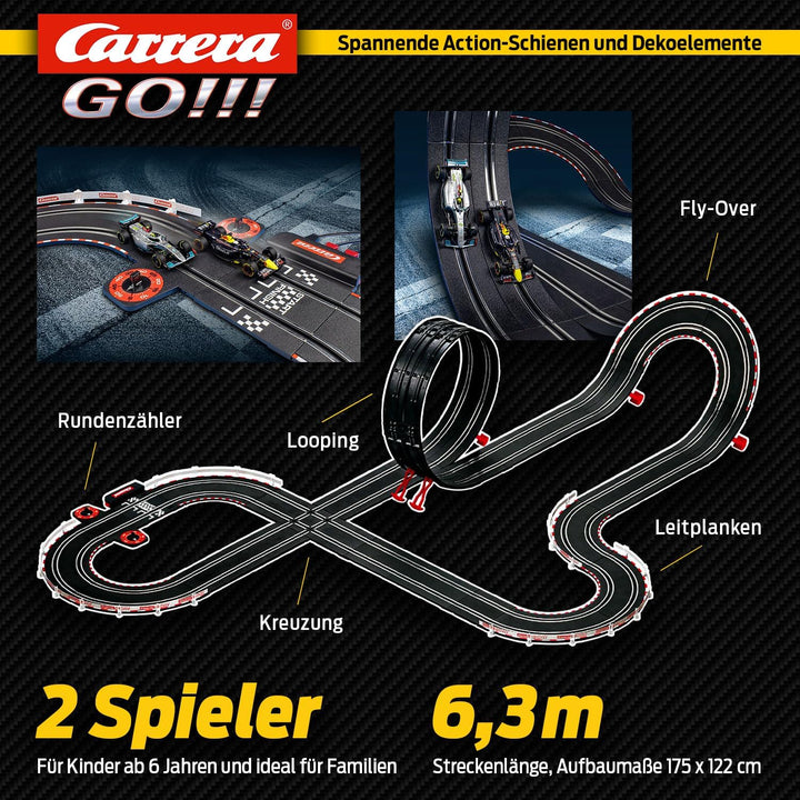 Carrera GO Max Performance Rennstrecken-Set für Erwachsene & Kinder ab 6 Jahren 6.3m Länge Rennbahne