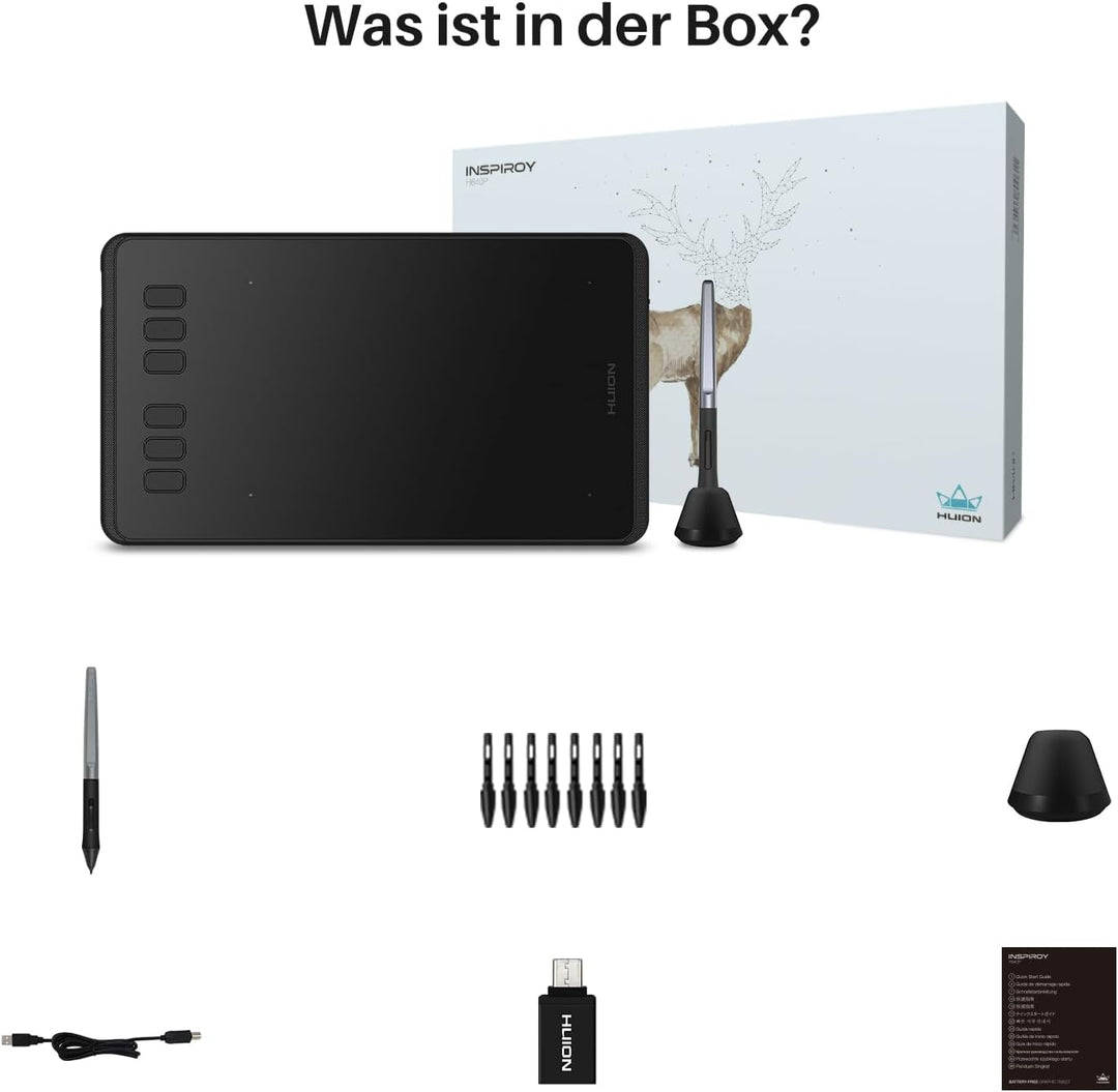 HUION INSPIROY H640P 8192 Pressure Sensitivity Graphic Tablet with Battery-Free Pen and 6 Adjustable