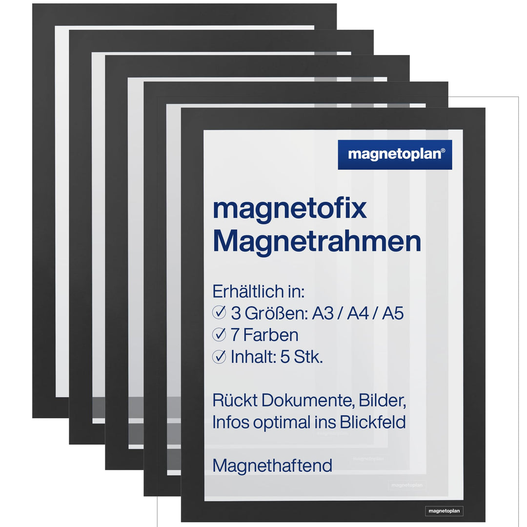 magnetoplan 1130412 magnetofix Magnetrahmen 5 Stück, A3, schwarz