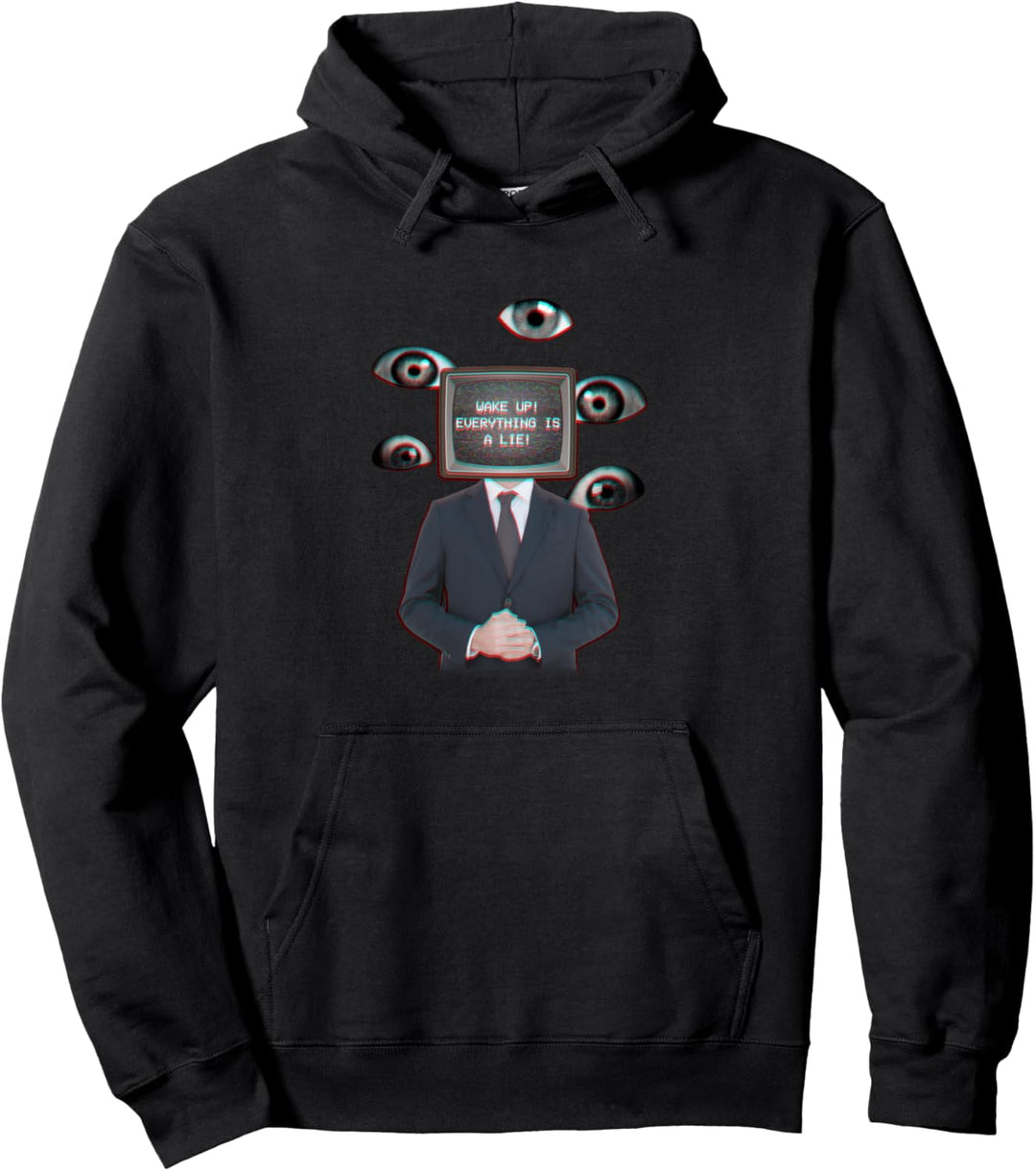 Weirdcore Aesthetic TV Head Eyes Wake Up Alles ist eine Lüge Pullover Hoodie