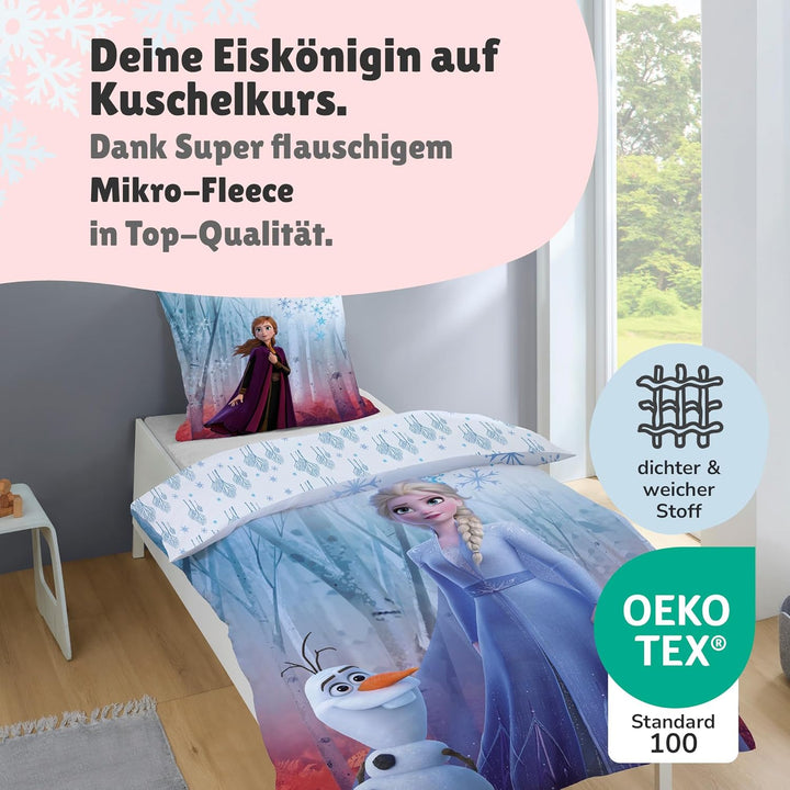 Familando Warme Frozen Die Eiskönigin Bettwäsche für Mädchen · Fleece Mädchenbettwäsche 135x200 80x8