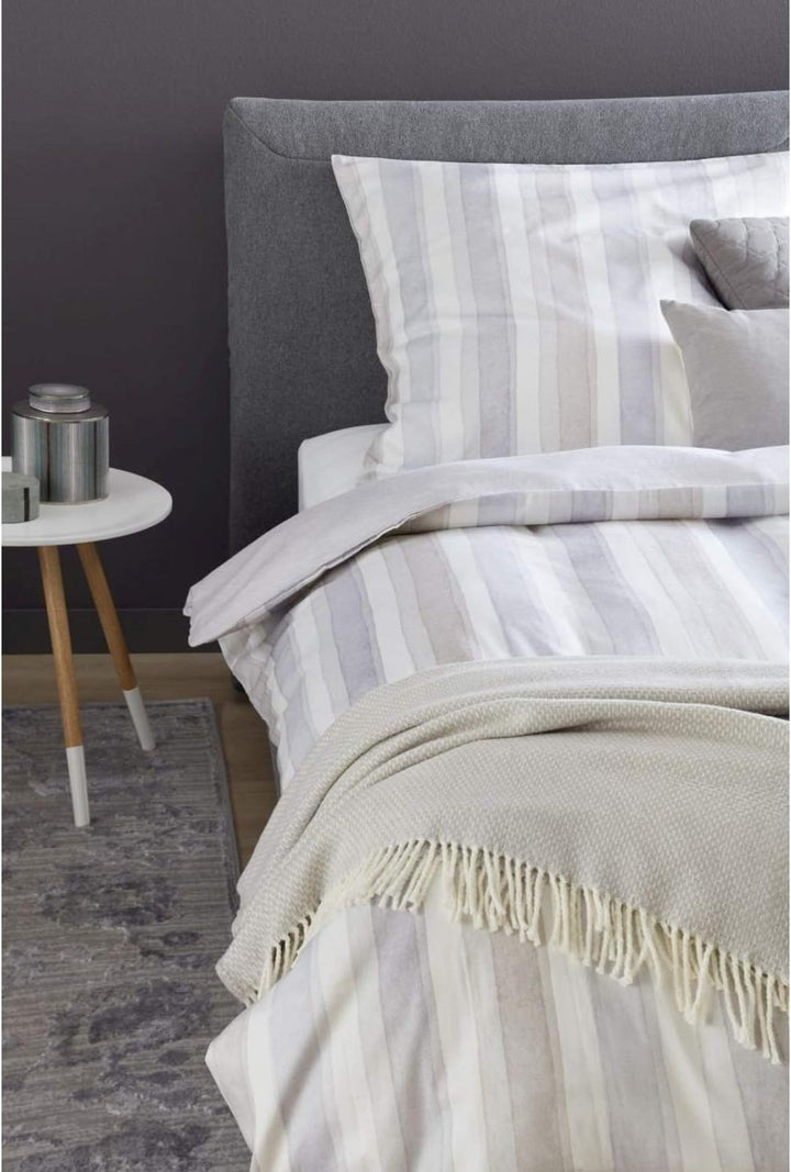 Schöner Wohnen Mako-Satin Wendebettwäsche Millie-B beige-grau 1 Bettbezug 200 x 200 cm + 2 Kissenbez