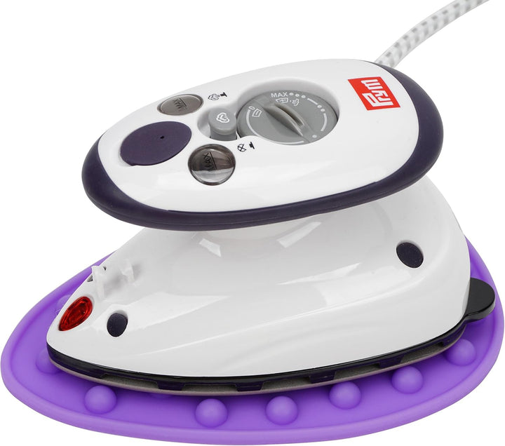 Prym Mini Dampf Bügeleisen Mit SEMPLIX Silikon Ablage (lila) Im Set, Kleines Leichtes Dampf Bügeleis