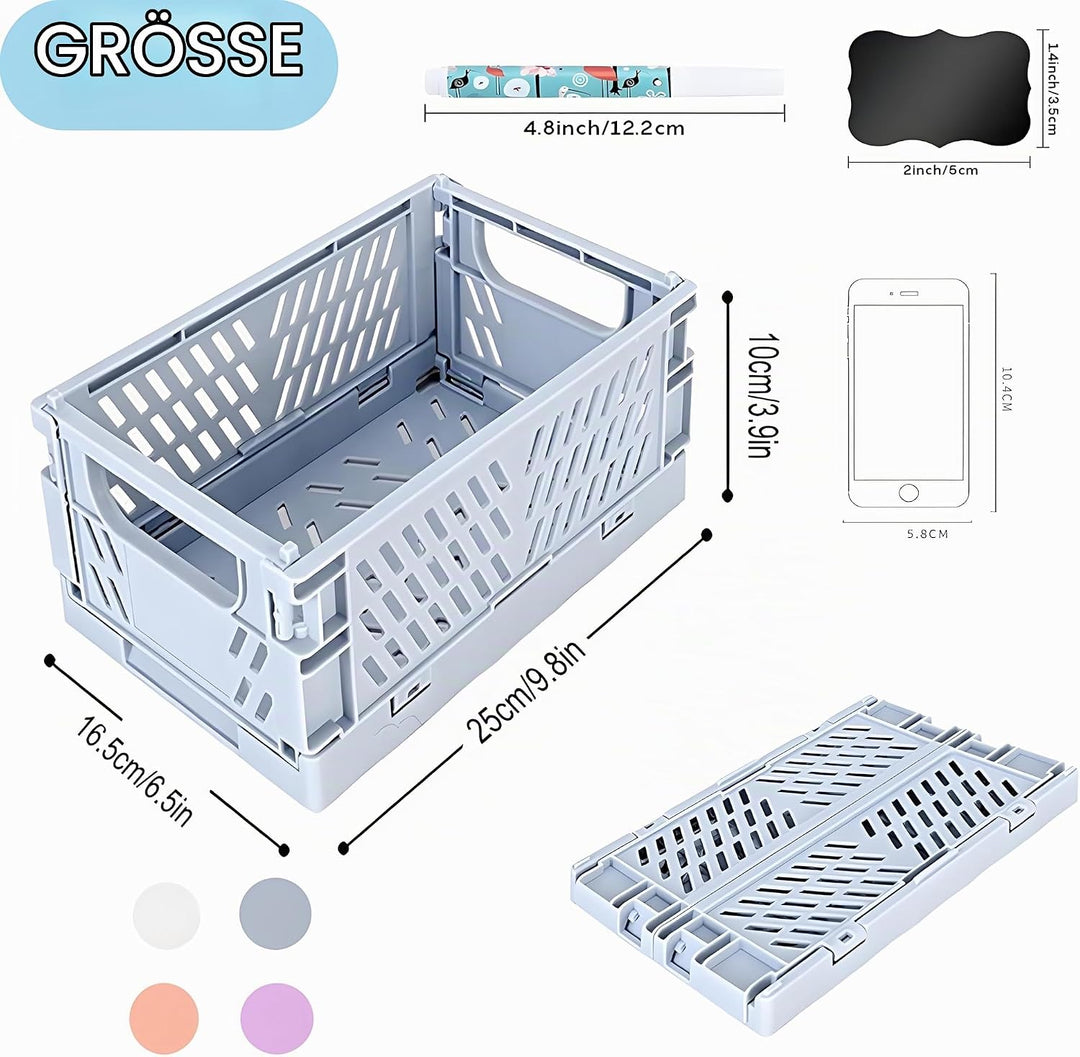 4 Klappbox 25*16.5*10,Folding Klappbox Klein,Klappboxen Faltbar Stabil für Klappkiste Gross,Klappkor
