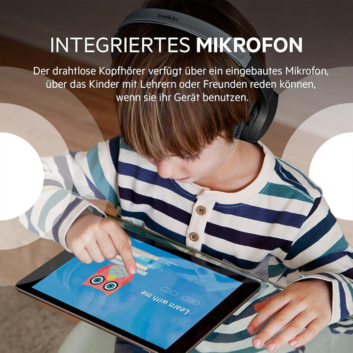 Belkin SoundForm Mini drahtloser Kinder-On-Ear-Kopfhörer mit integriertem Mikrofon zum Online-Lernen