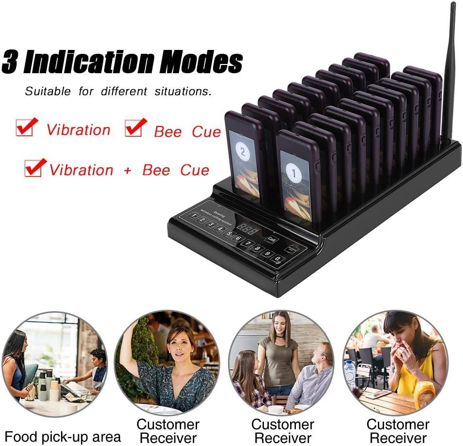Vikye Restaurant-Gäste-Pager-System, 999-Kanal-WLAN-Warteschlangenrufsystem mit 20 Empfängern für Ca
