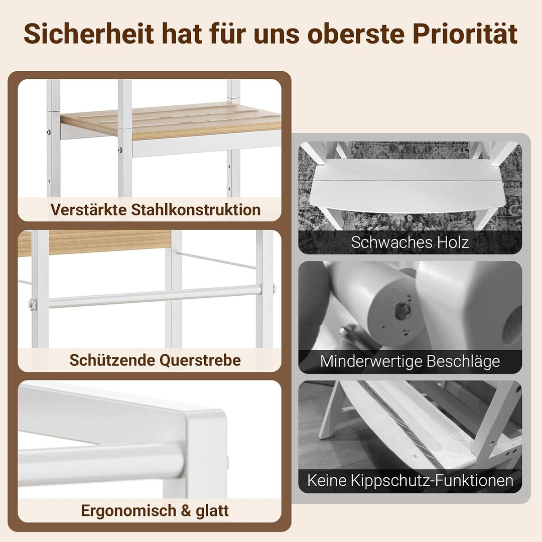 COSYLAND Lernturm ab 1 Jahr Montessori Learning Tower Stahl Stabil, Weiss | Stabiler Toddler Tower m