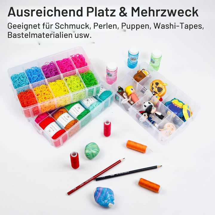 Inscraft Sortierbox, 7 stöckige Aufbweahrungsbox mit 70 verstellbaren Fächern, stapelbarer Sortierka
