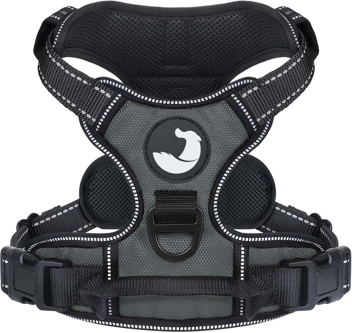 Joytale Anti-Zug Hundegeschirr für grosse Hunde, Grau, L | Perfekter Sitz, gepolstert &amp; reflektieren