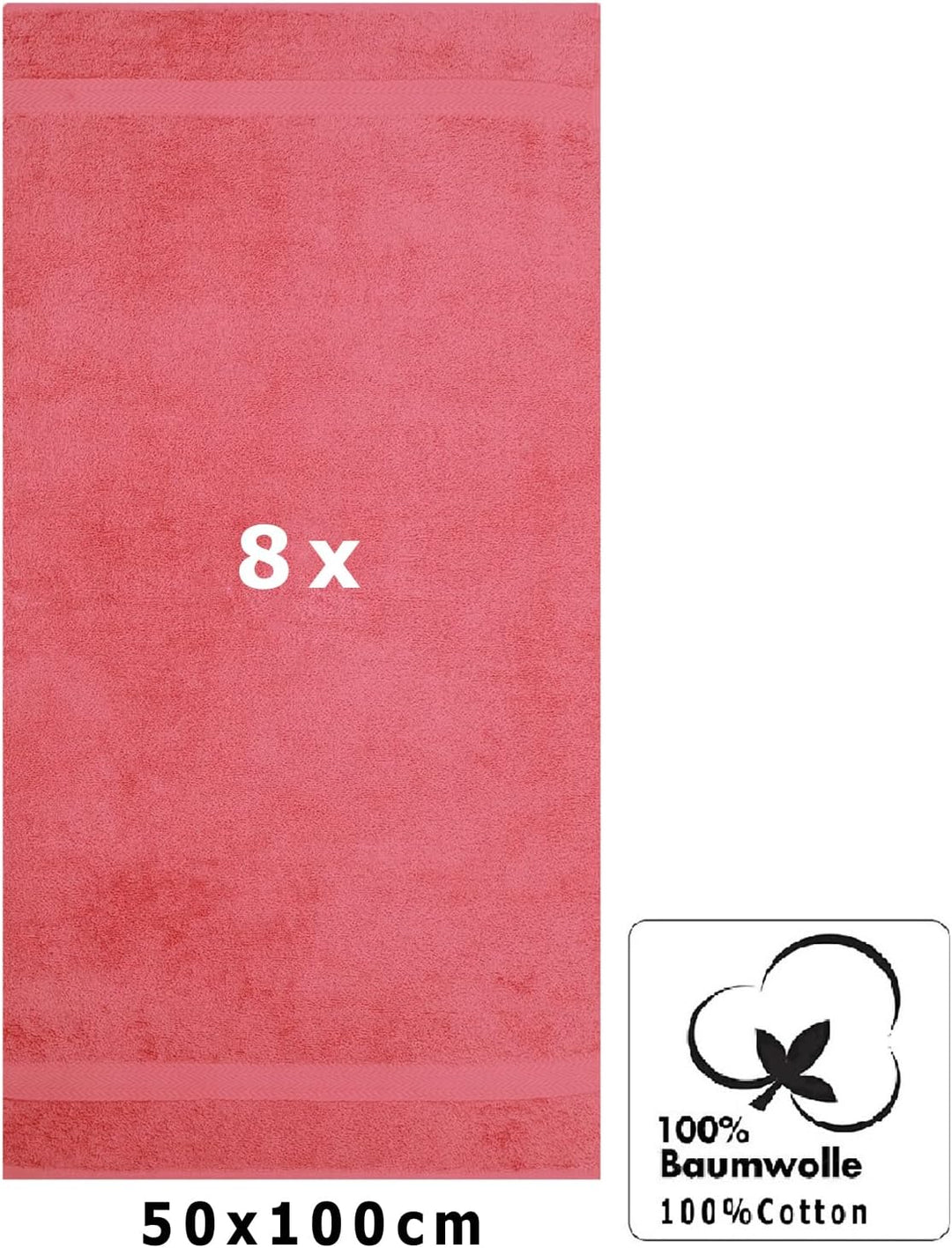 Betz 8 Stück Handtücher Set Grösse 50 x 100 cm Handtuch Premium 100% Baumwolle (Himbeere), Himbeere