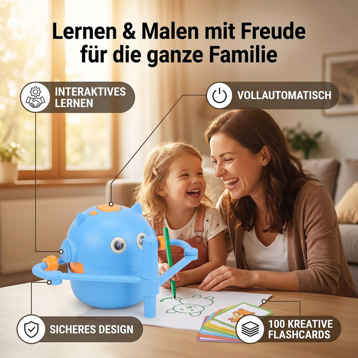 Topiky Magic Zeichenroboter für Kinder ab 3+, Malroboter für Kinder, Interaktiv mit 100 Lernkarten &amp;