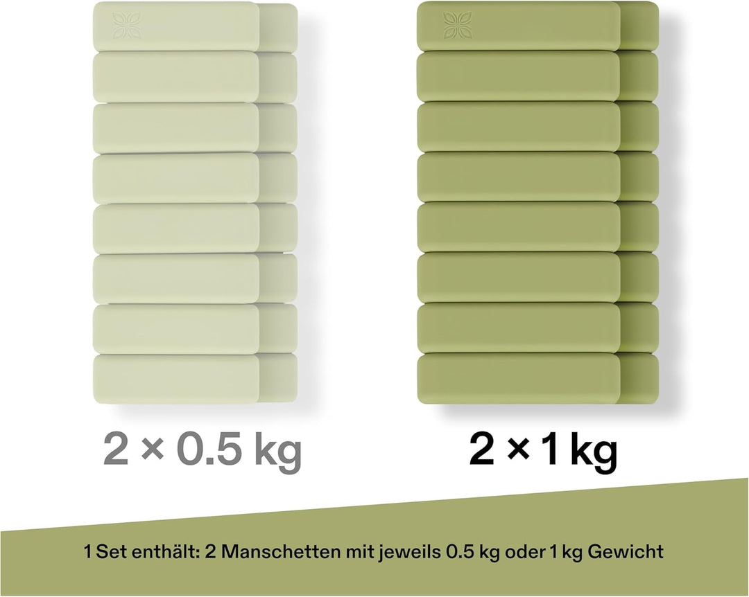 Gewichtsmanschetten aus Silikon (2x0,5 kg oder 2x1 kg) – Knöchelgewichte & Handgelenkgewichte für Fi