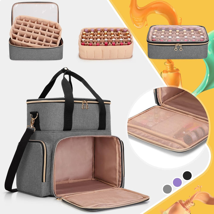 Luxja Nagellack Tasche, Nagellack Aufbewahrung Tasche für 70 Flaschen Nagellack und Nagellampe, Nage