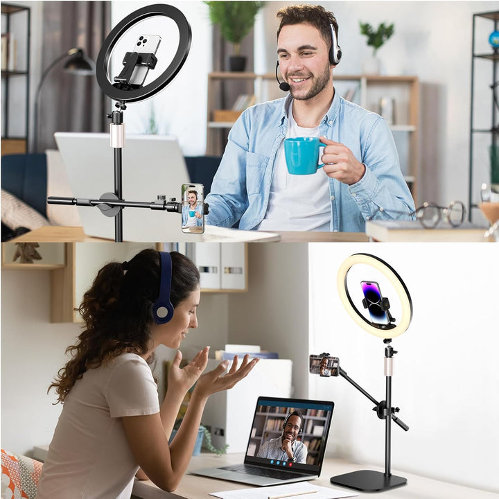 UBeesize 12 Zoll LED Ringlicht mit Stativ Handy, Overhead Stativ Handy mit Ringlicht, Dimmbare LED T