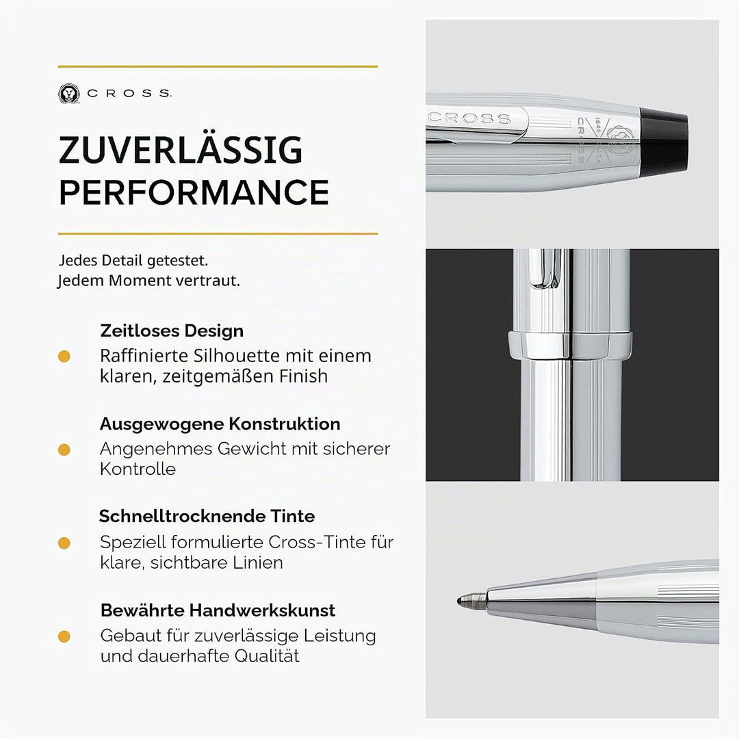 Cross Century II Kugelschreiber (Strichstäke M, Schreibfarbe: schwarz, inkl. Premium Geschenkbox) Gl