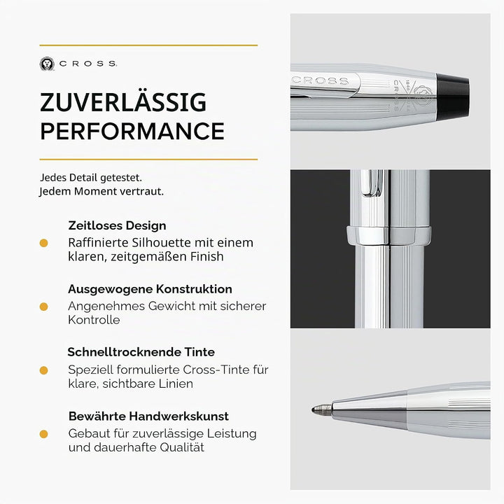 Cross Century II Kugelschreiber (Strichstäke M, Schreibfarbe: schwarz, inkl. Premium Geschenkbox) Gl