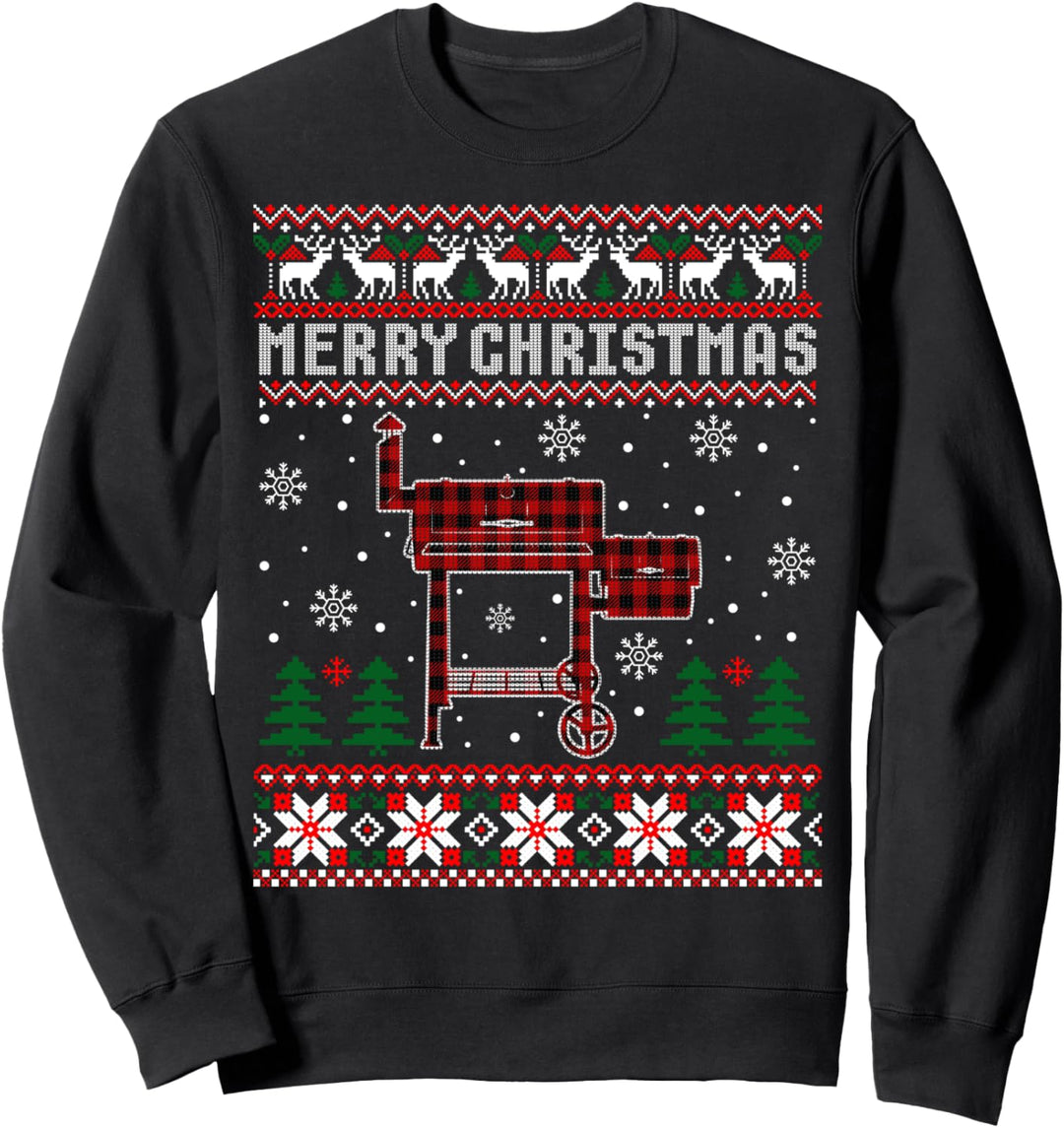 Weihnachtspullover für Smoker, Grill, kariert, lustig, hässlich Sweatshirt