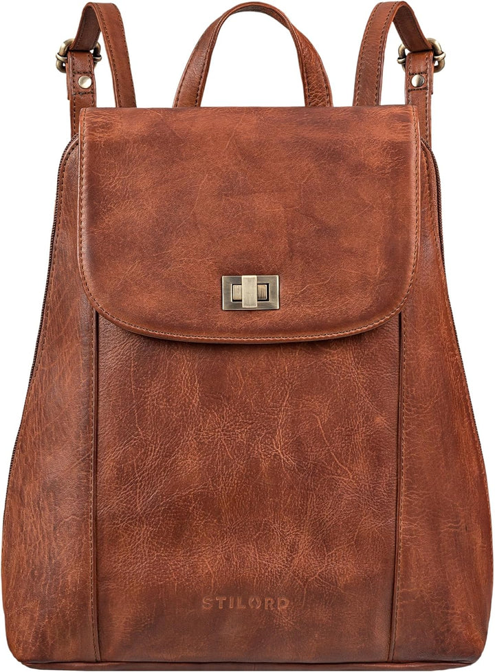 STILORD 'Victoria II' Lederrucksack Damen Vintage Rucksack für 13 Zoll MacBook DIN A4 Elegante Rucks