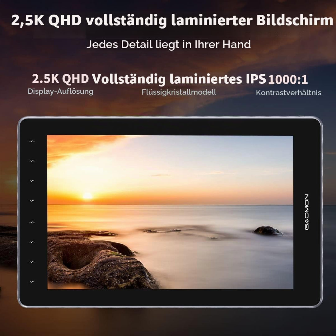 GAOMON PD1610 Grafiktablett mit 2.5K QHD 120% sRGB Full Lamination Screen, 8192 Levels Upgraded Batt