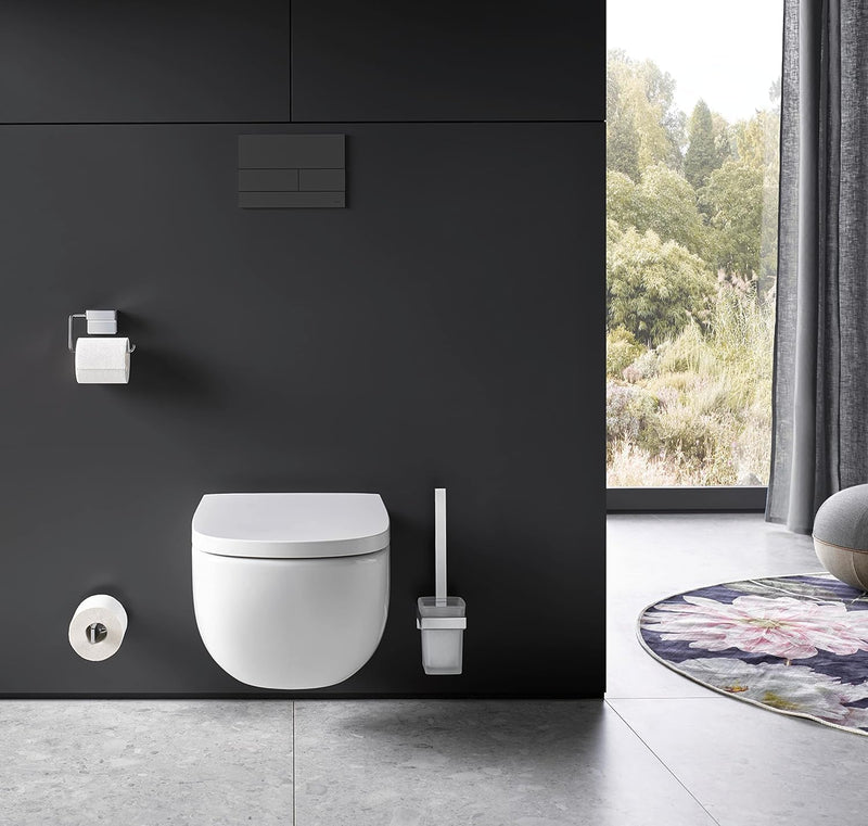 Emco Cue Toilettenbürstengarnitur ohne Deckel, markante WC-Bürste zum Schrauben oder Kleben, hochwer