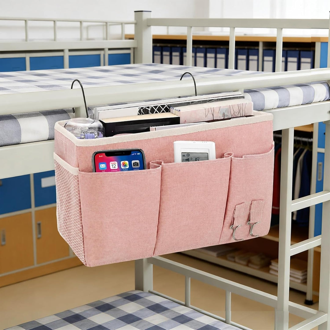 2er Set Bett Organizer zum Einhängen mit Bodenplatte – Hängeorganizer für Bett &amp; Hochbett, Hängeaufb