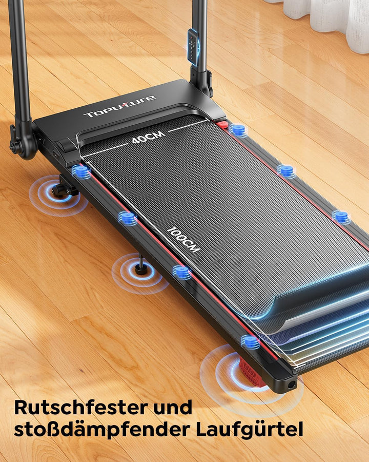 Laufband für Zuhause 12km/h, 6 IN 1 Elektrisches Laufband mit 10% Steigung, 1080MM Einziehbares Stei