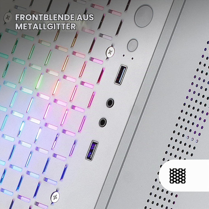 Mars Gaming MC-CORE, Gehäuse PC Micro-ATX Ultra-Kompakt, Metall-Mesh Front Design, 2x 120mm FRGB Lüf