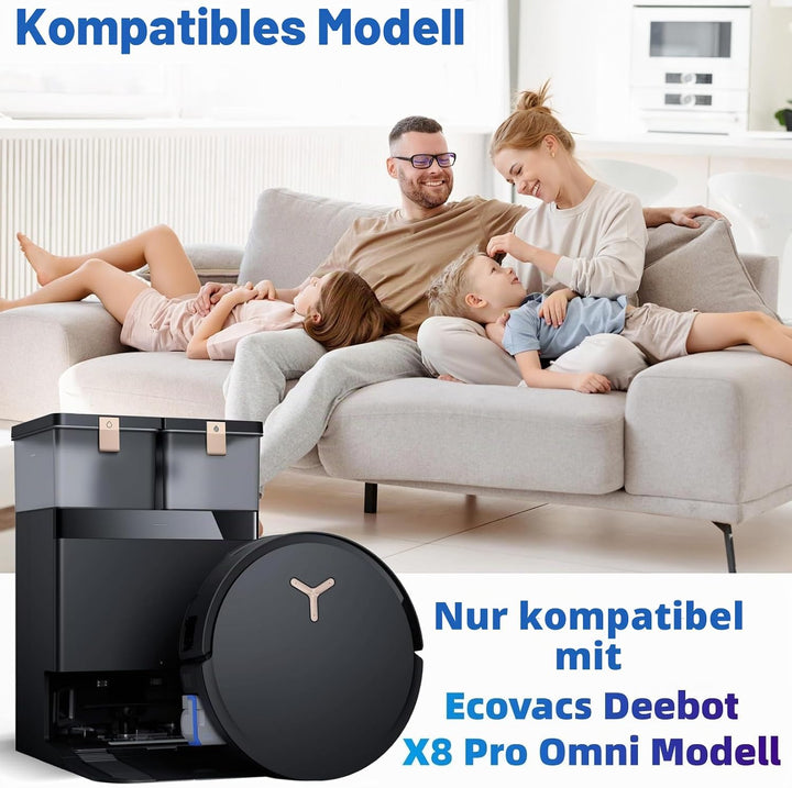 Bluearks 19 Stück Zubehörset für Ecovacs Deebot X8 Pro Omni/X8 Omni Saugroboter, 1 Hauptbürste, 4 Fi