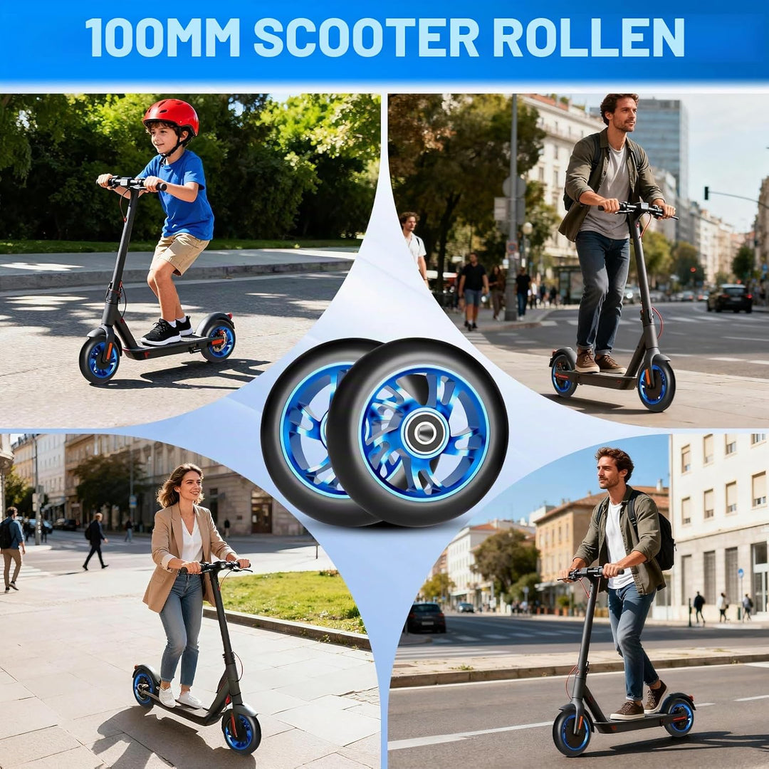 100mm Stunt Scooter Rollen Roller Reifen, 2 Stück Scooter Ersatzräder mit ABEC-9 Lagern, Härtegrad 8