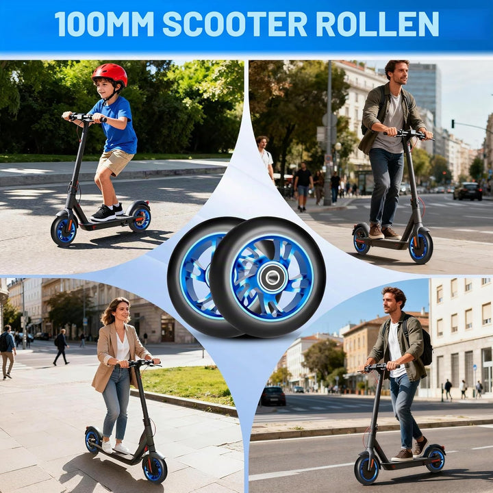100mm Stunt Scooter Rollen Roller Reifen, 2 Stück Scooter Ersatzräder mit ABEC-9 Lagern, Härtegrad 8