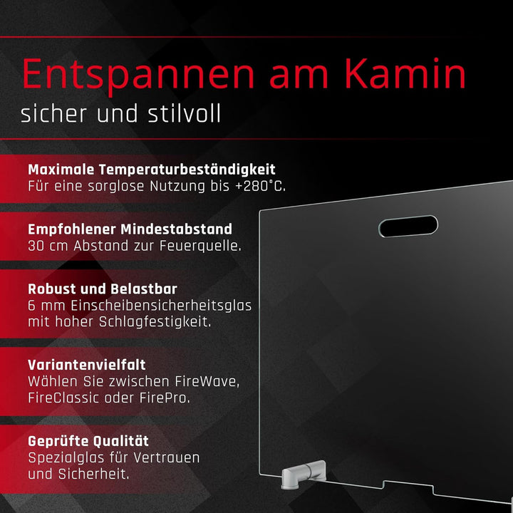 BIJON Kaminschutzgitter aus Spezial-Sicherheitsglas, Hitzeschutz Funkenschuztgitter, Ofenschutzgitte