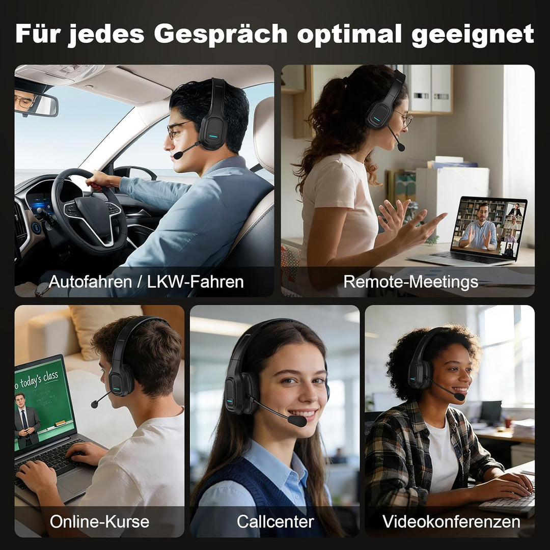 ShinePick Bluetooth Headset für LKW-Fahrer, Kabelloser EIN-Ohr-Kopfhörer mit Rauschunterdrückendem M